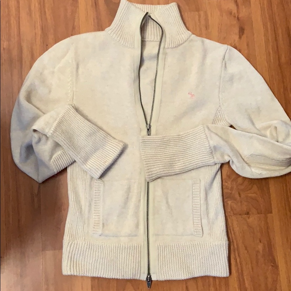 Vintage Abercrombie & Fitch Cream Zip Up Sweater